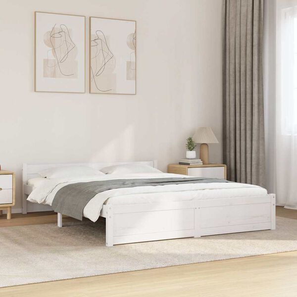 vidaXL Bed Frame without Mattress White Solid Wood 140x200 cm