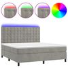 vidaXL Box Spring Bed with Mattress&LED Light Grey 180x200 cm Velvet