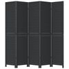 vidaXL Room Divider 5 Panels Black Solid Wood Paulownia