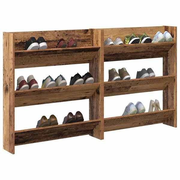 vidaXL Shoe Cabinet 2 pcs Old wood 84 x 18 x 90 cm Engineered Wood