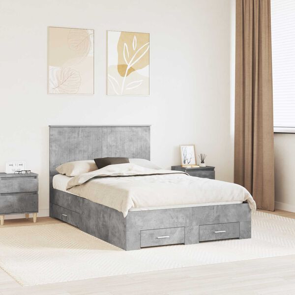 vidaXL Bed Frame Concrete Grey 120 x 200 cm Engineered Wood