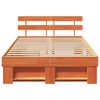vidaXL Bed Frame with Headboard Wax Brown 135 x 190 cm Solid Pine Wood