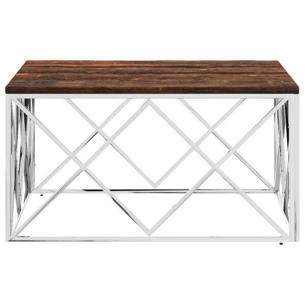 vidaXL Coffee Table Stainless Steel and Solid Wood Reclaimed