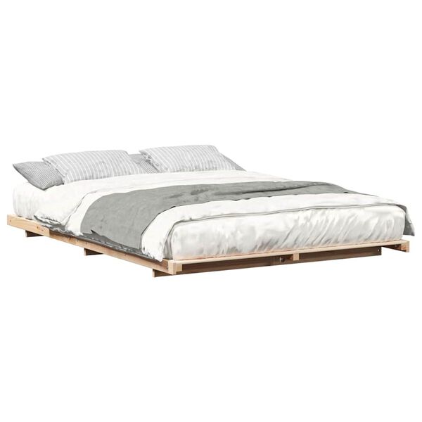 vidaXL Floor Bed Frame Brown 160 x 210 cm Solid pine wood