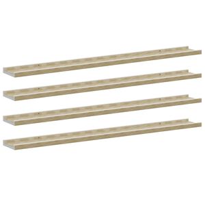 vidaXL Wall Shelves 4 pcs White and Sonoma Oak 100x9x3 cm