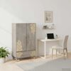 vidaXL Highboard Grey and Gold 60 x 33 x 100 cm Solid Mango Wood