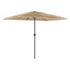 vidaXL Garden Parasol with LEDs and Steel Pole Brown 300x200x250 cm
