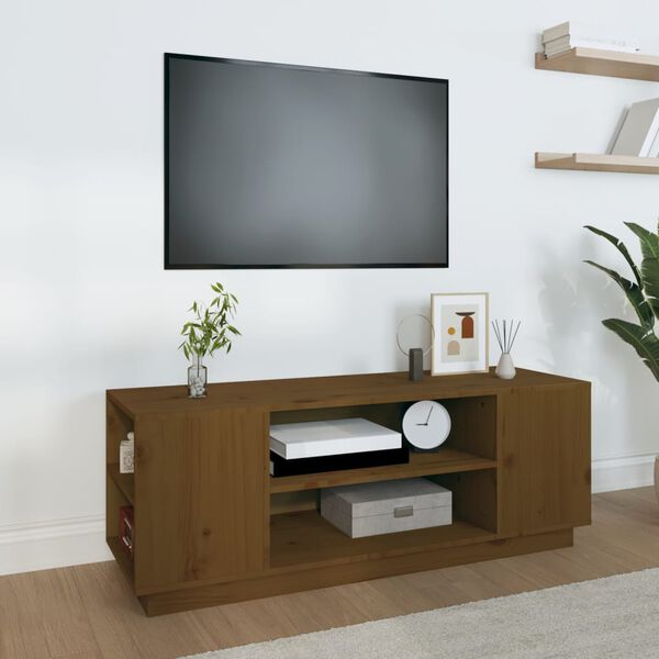 vidaXL TV Cabinet Honey Brown 110x35x40.5 cm Solid Wood Pine