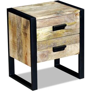 vidaXL Side Table with 2 Drawers Solid Mango Wood 43x33x51 cm