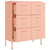 vidaXL Drawer Cabinet Pink 80x35x101.5 cm Steel