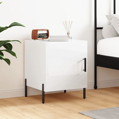 vidaXL Bedside Cabinet High Gloss White 40x40x50 cm Engineered Wood