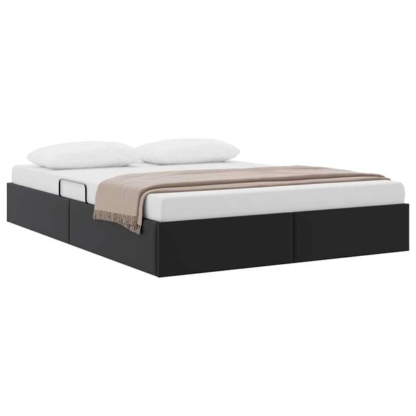 vidaXL Storage Bed with Mattress Black 140 x 190 cm Faux leather