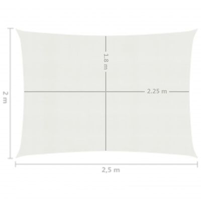 vidaXL Sunshade Sail 160 g/m² White 2x2.5 m HDPE