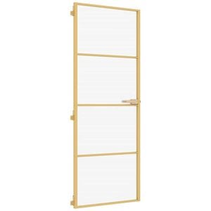 vidaXL Interior Door Slim Golden 76x201.5 cm Tempered Glass and Aluminium