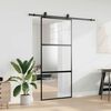 vidaXL Sliding Door with Hardware Set Black 90x205 cm Tempered Glass