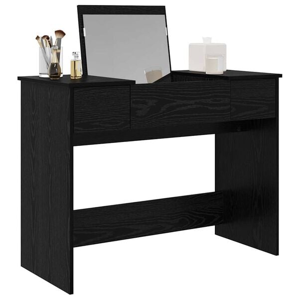 vidaXL Cosmetic Table with Drawer Black Oak 100 x 45 x76 cm