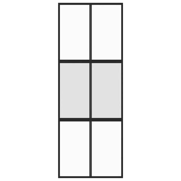 vidaXL Sliding Door Black 76x205 cm Tempered Glass and Aluminium