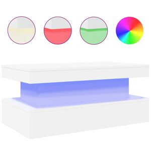 vidaXL Coffee Table with LED Lights White 90x50x40 cm