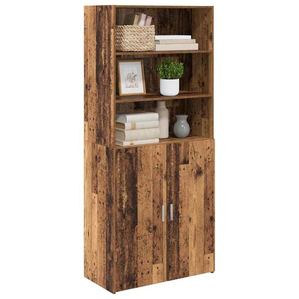 vidaXL Highboard Old Wood 80 x 42.5 x 185 cm Engineered Wood