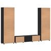 vidaXL TV Cabinet Set with Drawer with Shelf Black Engineered Wood