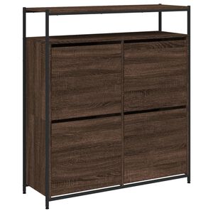 vidaXL Shoe Cabinet Brown Oak 4 flip-drawers, each with 2 layers