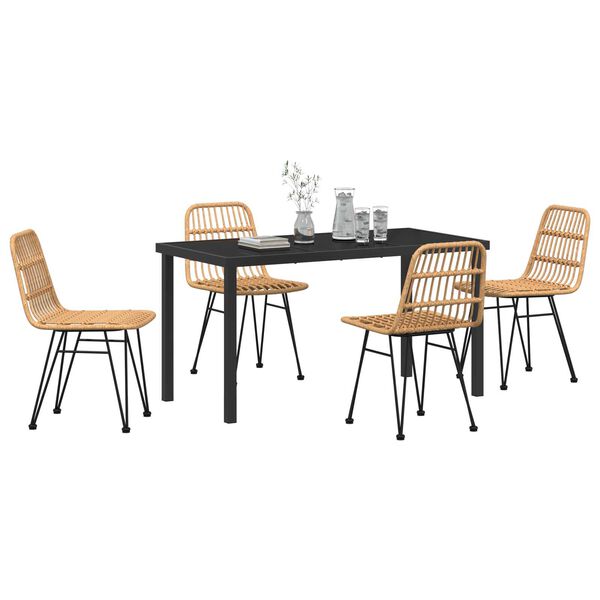 vidaXL Garden Dining Set 5 pcs Brown Powder-Coated Steel