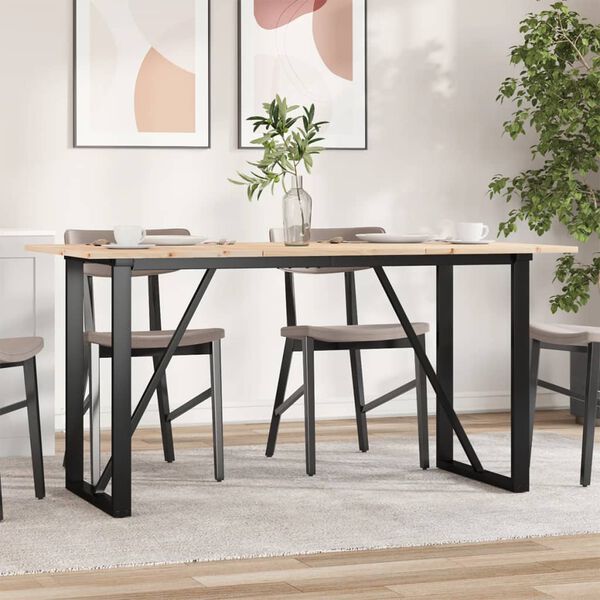 vidaXL Dining Table O-Frame 140x80x75 cm Solid Wood Pine and Steel
