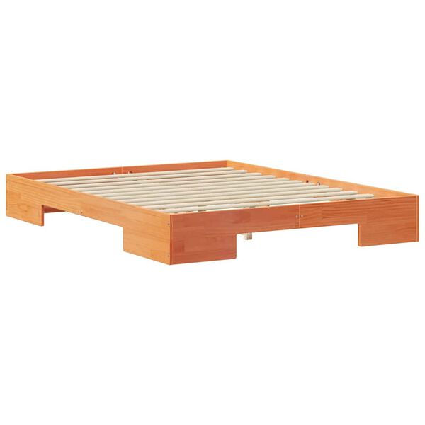 vidaXL Floor Bed Frame with Storage Brown 150 x 200 cm Solid pine wood
