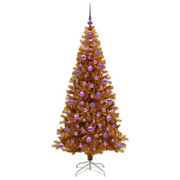 vidaXL Christmas Tree with 300 LEDs with Stand Gold 180 cm PET
