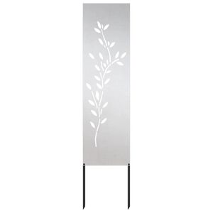 vidaXL Garden Privacy Screen Floral Silver 32 x 140 cm Stainless steel