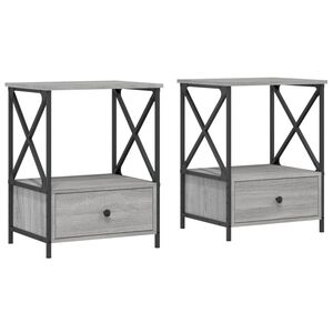 vidaXL Bedside Tables 2 pcs Grey Sonoma 50x41x65 cm Engineered Wood