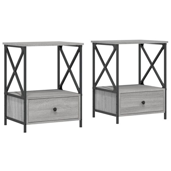 vidaXL Bedside Tables 2 pcs Grey Sonoma 50x41x65 cm Engineered Wood