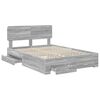 vidaXL Bed Frame with Drawer Grey Sonoma 150 x 200 cm Engineered Wood