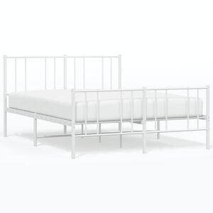 vidaXL Metal Bed Frame without Mattress with Footboard White 120x200cm