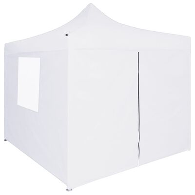 vidaXL Professional Folding Party Tent with 4 Sidewalls 3x3 m Steel White