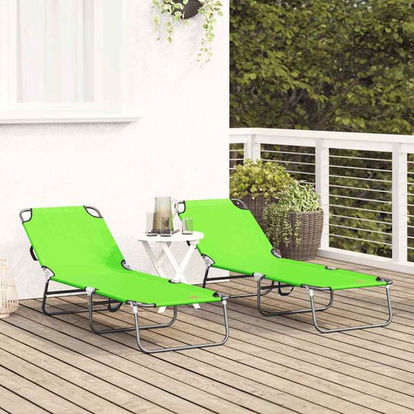 vidaXL Folding Sun Lounger 2 pcs Green 188 x 57 x 86.5 cm Polyester