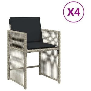 vidaXL Garden Chairs with Cushions 4 pcs Light Grey Poly Rattan