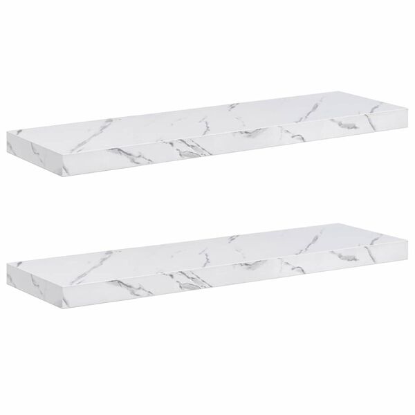 vidaXL Wall Shelf 2 pcs White Marble 80 x 23.5 x 4 cm Engineered Wood