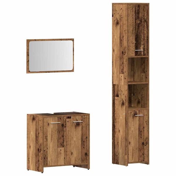 vidaXL 3 Piece Bathroom Furniture Set Old Wood Engineered Wood