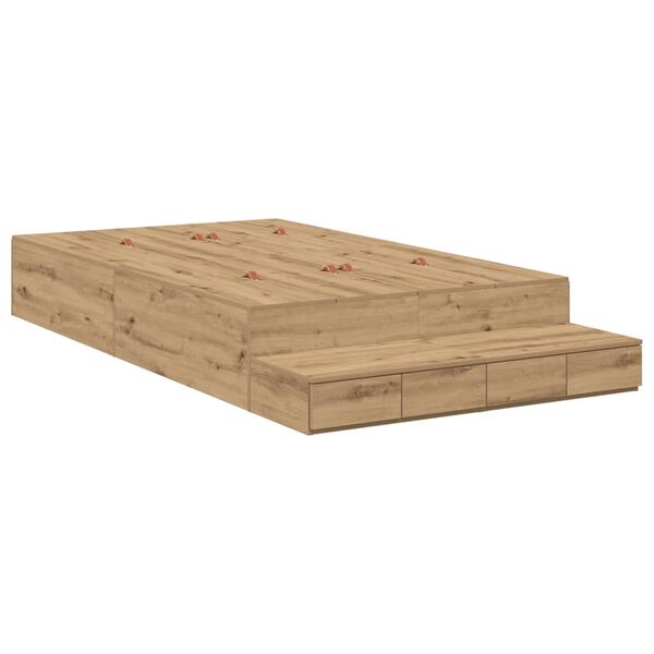vidaXL Storage Bed Frame Artisan Oak 120 cm Engineered Wood