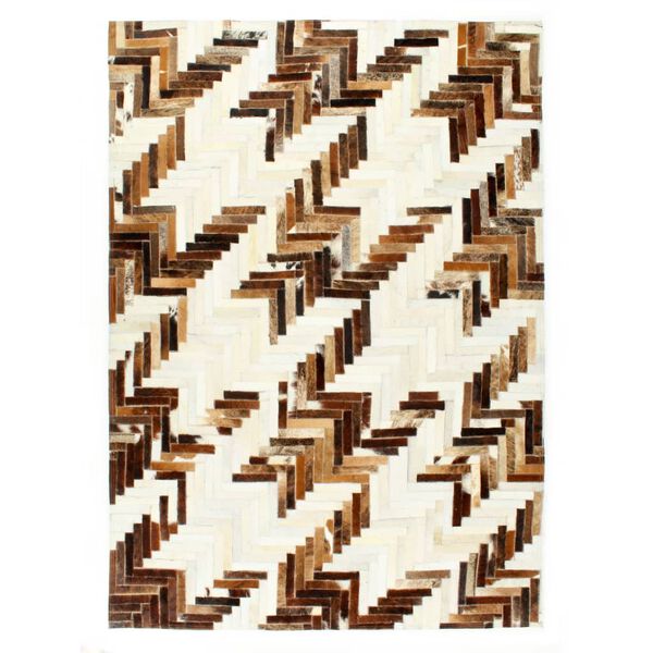 vidaXL Rug Genuine Hair-on Leather Patchwork 80x150 cm Brown/White