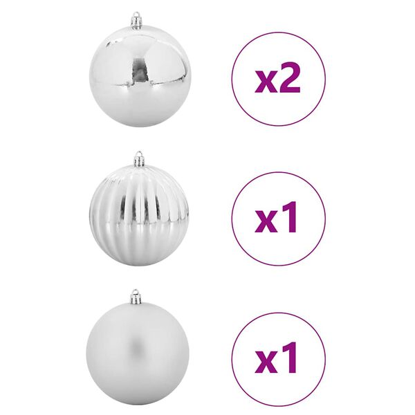vidaXL Christmas Bauble Set 4 pcs Silver Plastic
