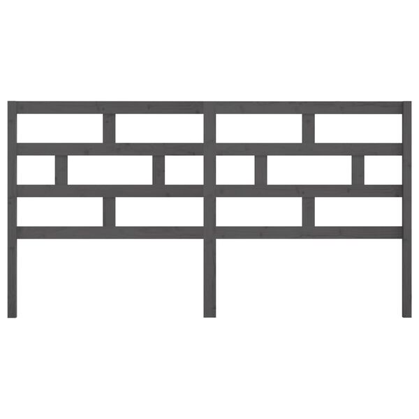 vidaXL Bed Headboard Grey 186x4x100 cm Solid Wood Pine