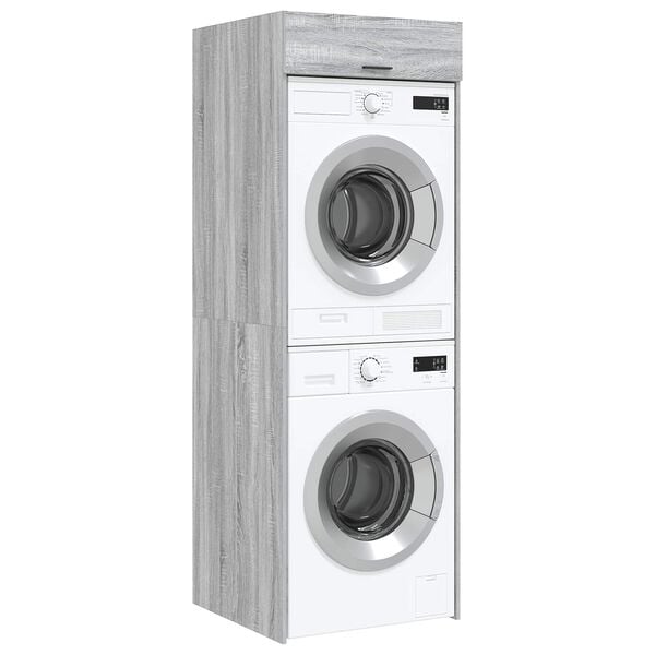 vidaXL Wash Machine Cabinet 2 pcs Grey Sonoma 67.5 x 68 x 200 cm