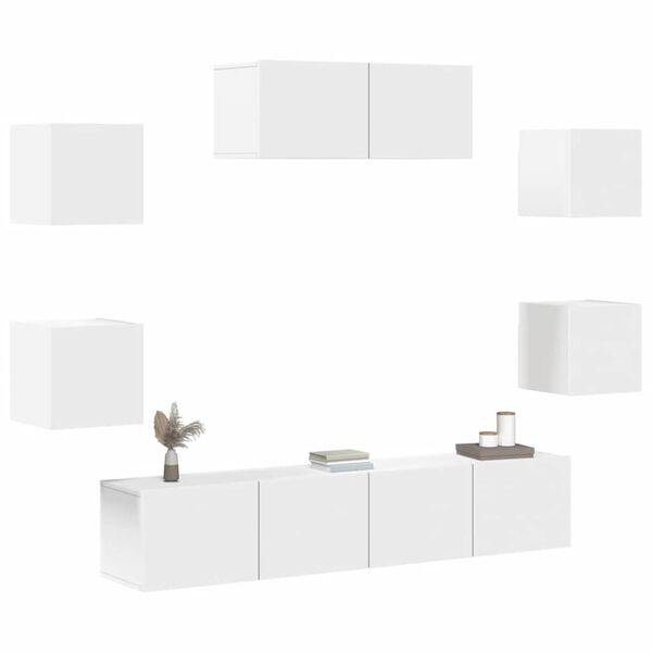 vidaXL 7 Piece TV Cabinet Set White Engineered Wood