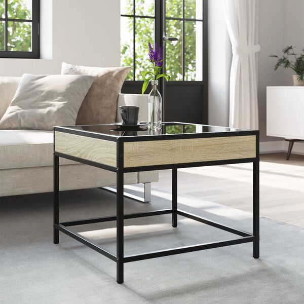 vidaXL Coffee Table with Infinity LED Sonoma Oak 50x50x41 cm