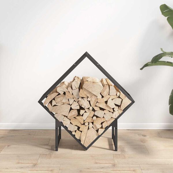 vidaXL Firewood Rack Black 60x25x60 cm Cold-rolled steel