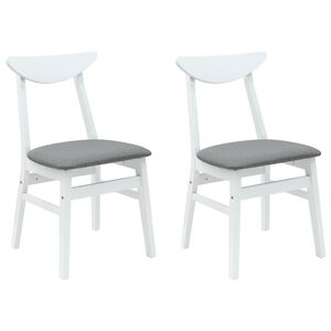 vidaXL Dining Chairs 2 pcs White 42 x 47.5 x 81 cm Solid Rubber Wood