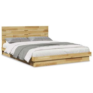 vidaXL Bed Frame with Headboard without Mattress 160x200 cm Solid Wood Oak