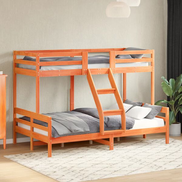 vidaXL Bunk Bed without Mattress 80x200/120x200 cm Wax Brown Solid Wood